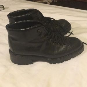 Leather combat ankle boots